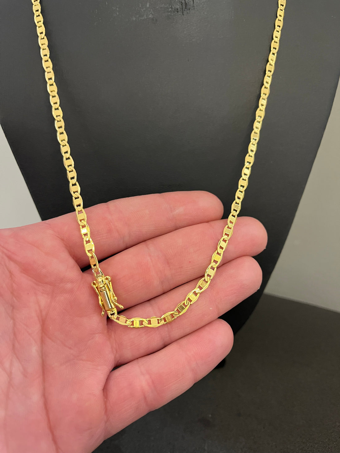 Corrente Piastrine 3mm - 70cm - Fecho gaveta - Banhado a ouro 18k