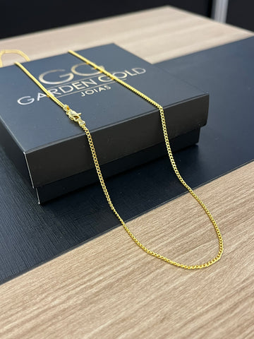 Corrente Pitbull 1mm - 70 cm Fecho tradicional - Banhado a ouro 18k