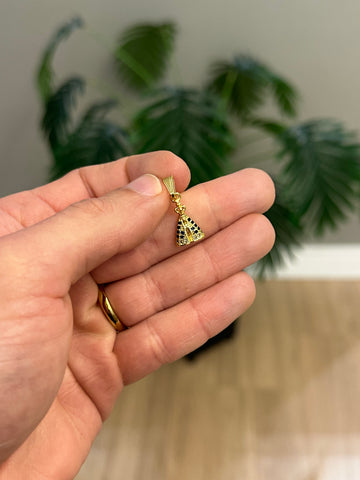 PINGENTE NOSSA SENHORA CRAVEJADO PEQUENO - BANHADO A OURO 18K