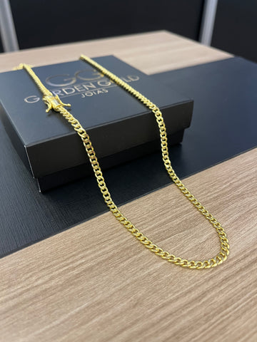 Corrente Pitbull 4mm - 70cm - Fecho gaveta - Banhado a ouro 18k