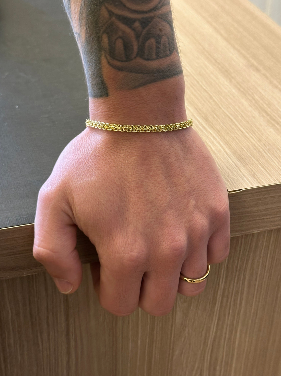 Pulseira Duplo Cadeado 4mm - fecho gaveta - Banhado a ouro 18k