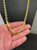 CORRENTE CADEADO DE QUINA 6MM - 70CM (FECHO BOMBA) - BANHADO A OURO 18K