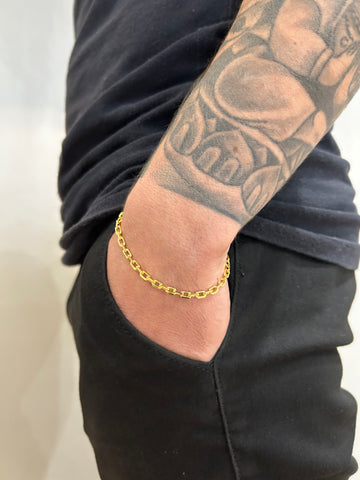 Pulseira Cadeado de Quina 4mm - Moeda Antiga