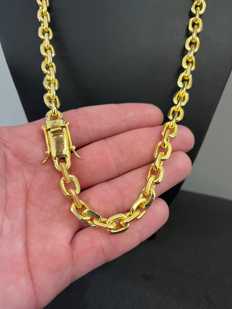 CORRENTE CADEADO DE QUINA 8MM - 70CM (FECHO GAVETA) - BANHADO A OURO 18K