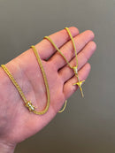 CORRENTE GRUMMET 3MM - 70CM + PINGENTE CRUZ ENROLADA PEQUENO (BANHADO A OURO 18K)