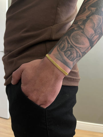 Pulseira Duplo Pitbull 4mm - Fecho gaveta - Banhado a ouro 18k