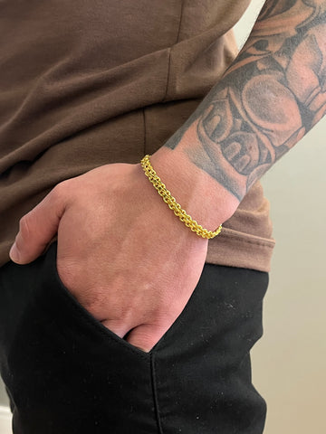 Pulseira Duplo Cadeado 6mm - fecho gaveta - Banhado a ouro 18k