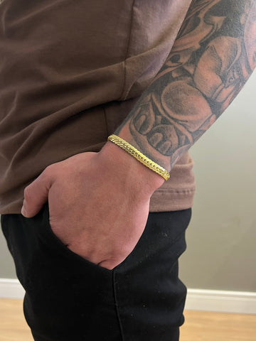 Pulseira Grummet Flat 6mm - Fecho gaveta - Banhado a ouro 18k