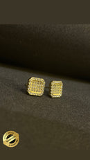 BRINCO QUADRADO 36 PEDRAS - 9MM - BANHADO A OURO 18K