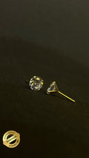 BRINCO PEDRA ZIRCÔNIA CIRCULAR 8MM - BANHADO A OURO 18K