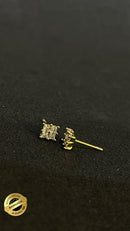 BRINCO QUADRADO 4 PEDRAS ZIRCÔNIA - BANHADO A OURO 18K