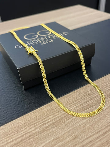 Corrente Duplo Pitbull 4mm - 70cm - Fecho gaveta - Banhado a ouro 18k