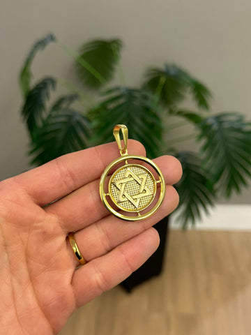 PINGENTE ESTRELA DE DAVI DETALHADO GRANDE - BANHADO A OURO 18K