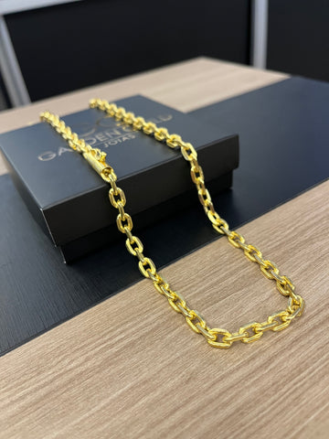 Corrente Cadeado de quina 6mm - 70cm - Fecho bomba - Banhado a ouro 18k