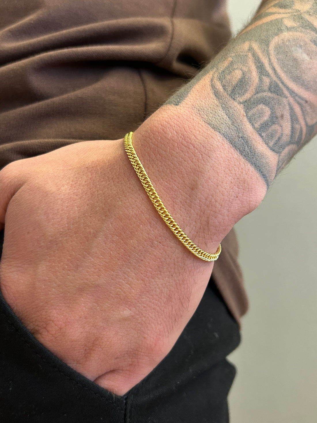 Pulseira Grummet 3mm - Fecho gaveta - Banhado a ouro 18k