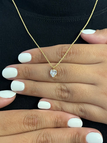 Colar Cadeado 1,2mm + Pingente Coração Cristal - 45cm - Banhado a ouro 18k - PAR DE BRINCO GRÁTIS