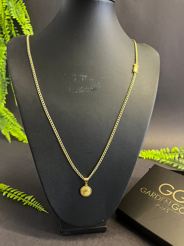 Corrente Pitbull 3mm + Pingente Fé MINI - Banhado a ouro 18k