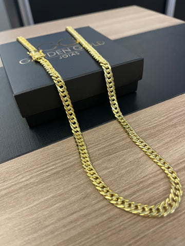 Corrente Grummet 6mm - 70cm - Fecho gaveta - Banhado a ouro 18k