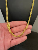 CORRENTE DUPLO CADEADO 6MM - 70CM (FECHO GAVETA) - BANHADO A OURO 18K