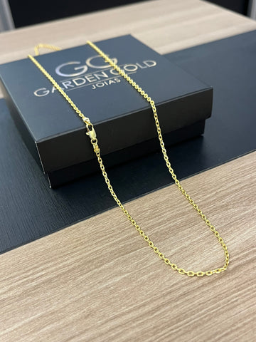 Corrente Cadeado de Quina 1mm - 70 cm - Fecho tradicional - Banhado a ouro 18k