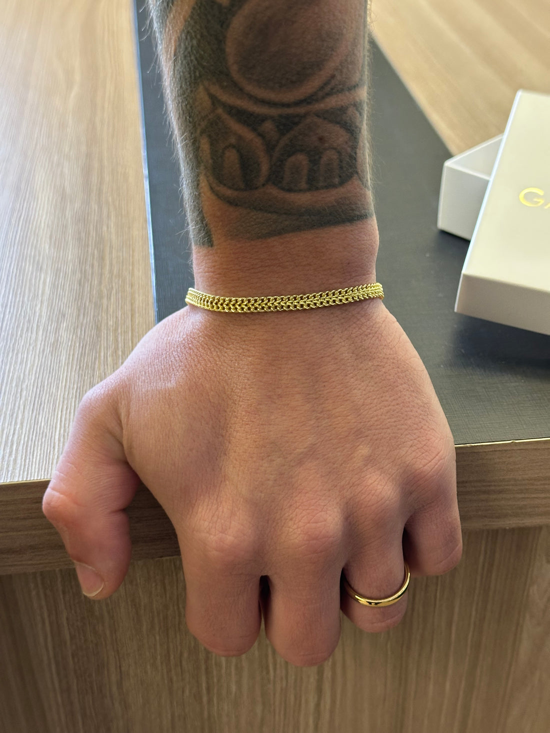 Pulseira Duplo Pitbull 4mm - Fecho gaveta - Banhado a ouro 18k