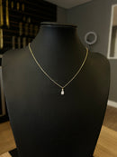 Colar Cadeado 1,2mm + Pingente Gota de Cristal - 45cm - Banhado a ouro 18k - PAR DE BRINCO GRÁTIS