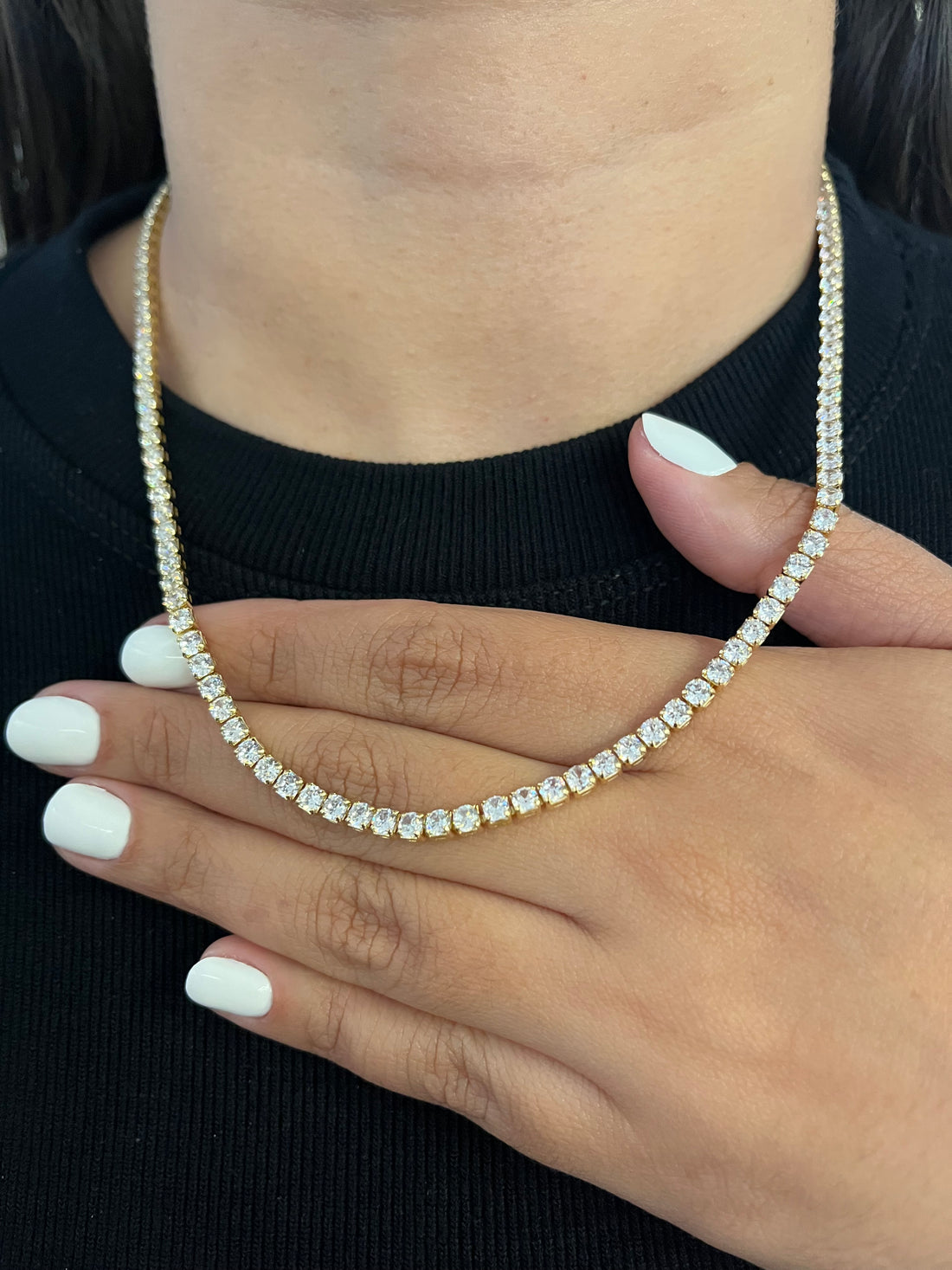 Colar Riviera Zircônia 3mm - 45cm - Banhado a ouro 18k