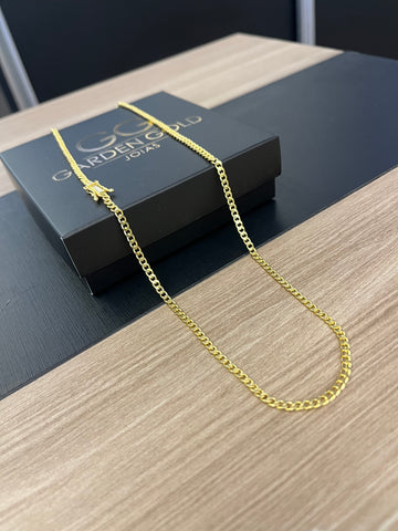 Corrente Pitbull 3mm - 70cm - Fecho gaveta - Banhada a ouro 18k