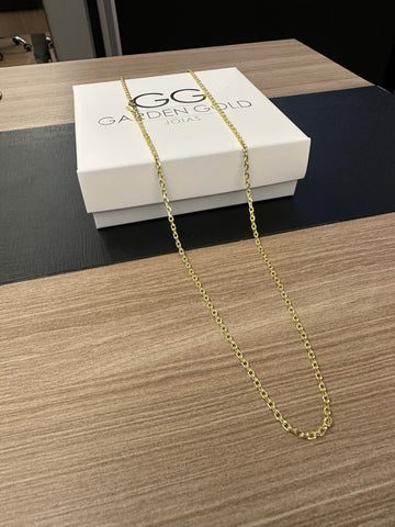 Corrente Cadeado de Quina 1mm - 70 cm - Fecho tradicional - Banhado a ouro 18k