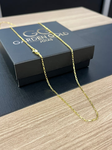 Corrente Tijolinho 1mm - 70 cm Fecho tradicional - Banhado a ouro 18k