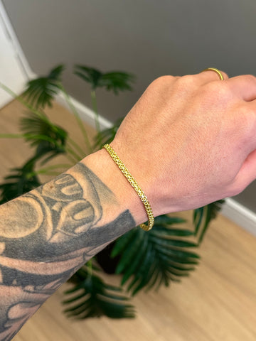 Pulseira Duplo Cadeado 4mm - fecho gaveta - Banhado a ouro 18k
