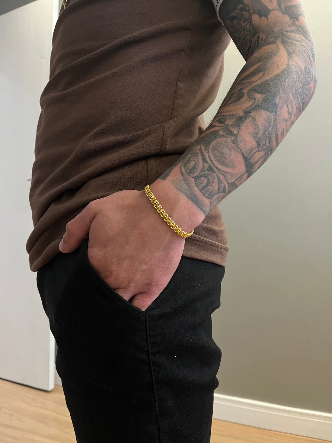 Pulseira Duplo Cadeado 6mm - fecho gaveta - Banhado a ouro 18k