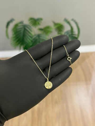 COLAR CADEADO 1,2MM + PINGENTE ÁRVORE DA VIDA - BANHADO A OURO 18K