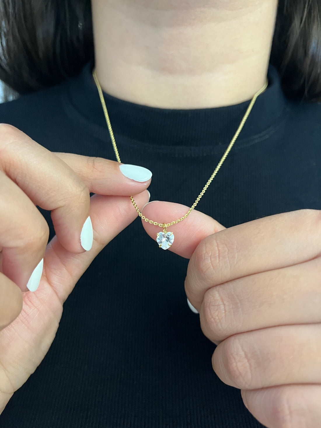 Colar Cadeado 1,2mm + Pingente Coração Cristal - 45cm - Banhado a ouro 18k - PAR DE BRINCO GRÁTIS