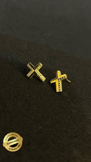 BRINCO CRUZ CRAVEJADA 12 PEDRAS - BANHADO A OURO 18K