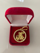 Pingente São Jorge redondo cravejado 3,5cm