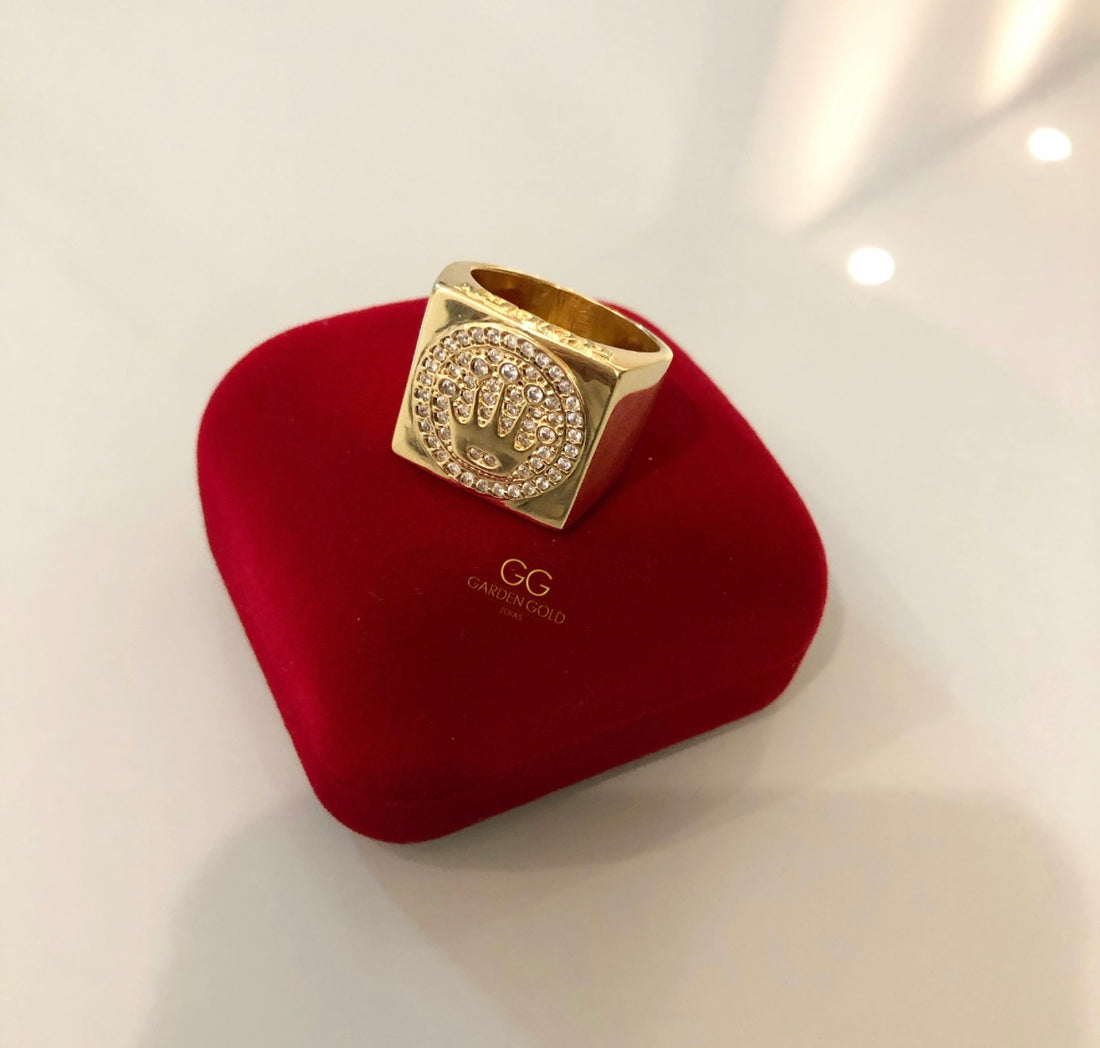 Anel Personalizado Rolex Cravejado - Banhado a ouro 18k