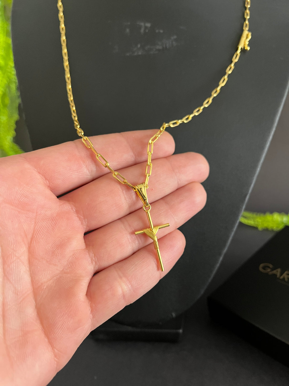 Corrente Cadeado alongado 2mm + Cruz enrolada P