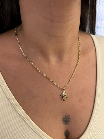 COLAR CADEADO 2MM + PINGENTE MENINA - BANHADO A OURO 18K