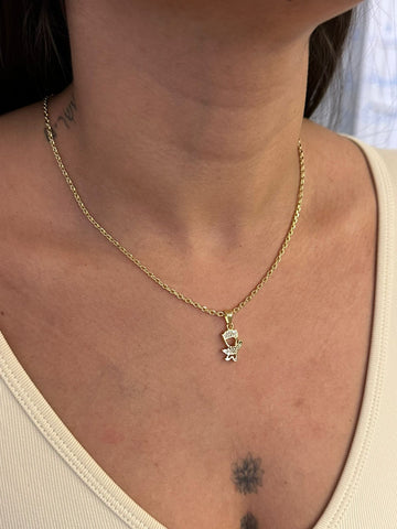 COLAR CADEADO 2MM + PINGENTE MENINO - BANHADO A OURO 18K