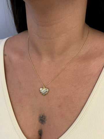 COLAR CADEADO 1,2MM + PINGENTE CORAÇÃO TEXTURIZADO - BANHADO A OURO 18K