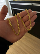 CORRENTE CADEADO DE QUINA 4MM - 70CM (FECHO BOMBA) - BANHADO A OURO 18K