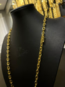 CORRENTE CADEADO DE QUINA 6MM - 70CM (FECHO BOMBA) - BANHADO A OURO 18K