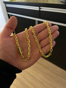 CORRENTE CADEADO DE QUINA 6MM - 70CM (FECHO BOMBA) - BANHADO A OURO 18K