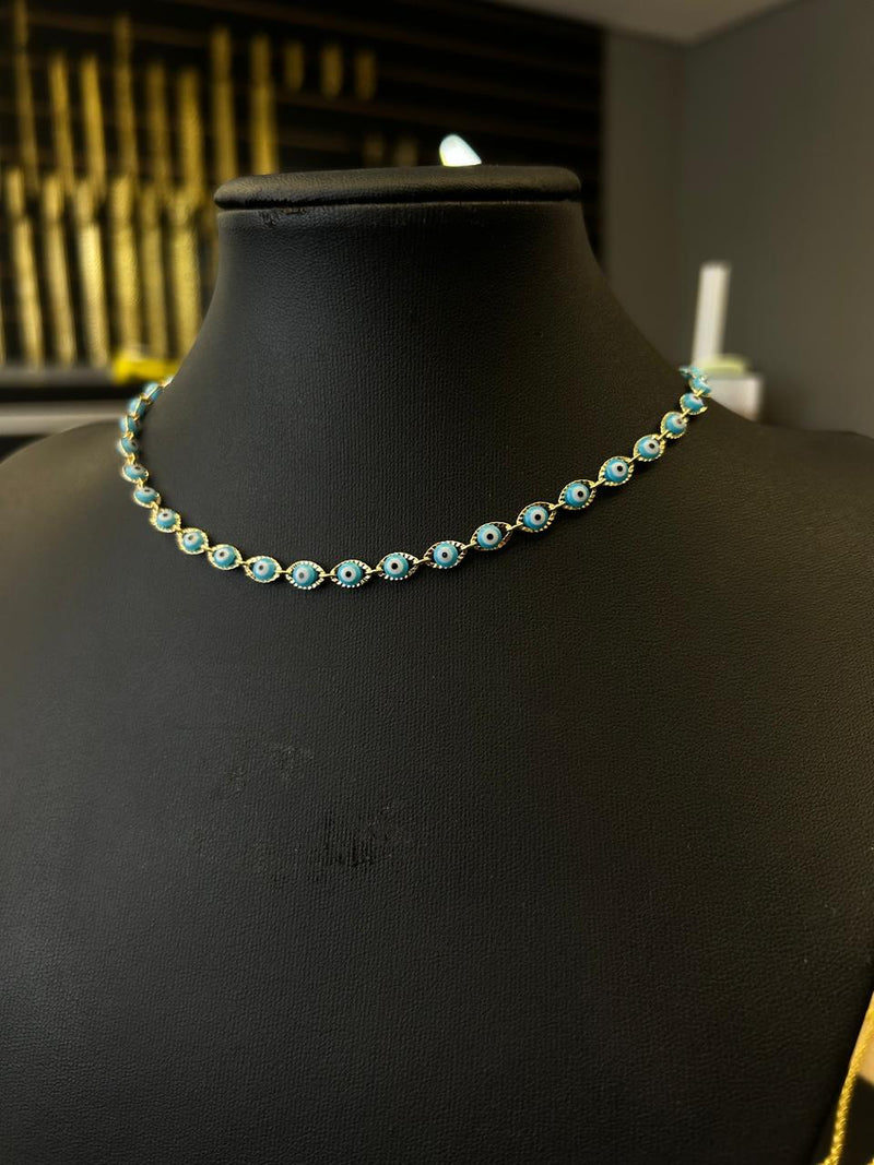 COLAR CHOCKER OLHO GREGO AZUL