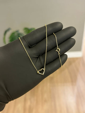 COLAR CADEADO 1,2MM + CORAÇÃO VAZADO - BANHADO A OURO 18K