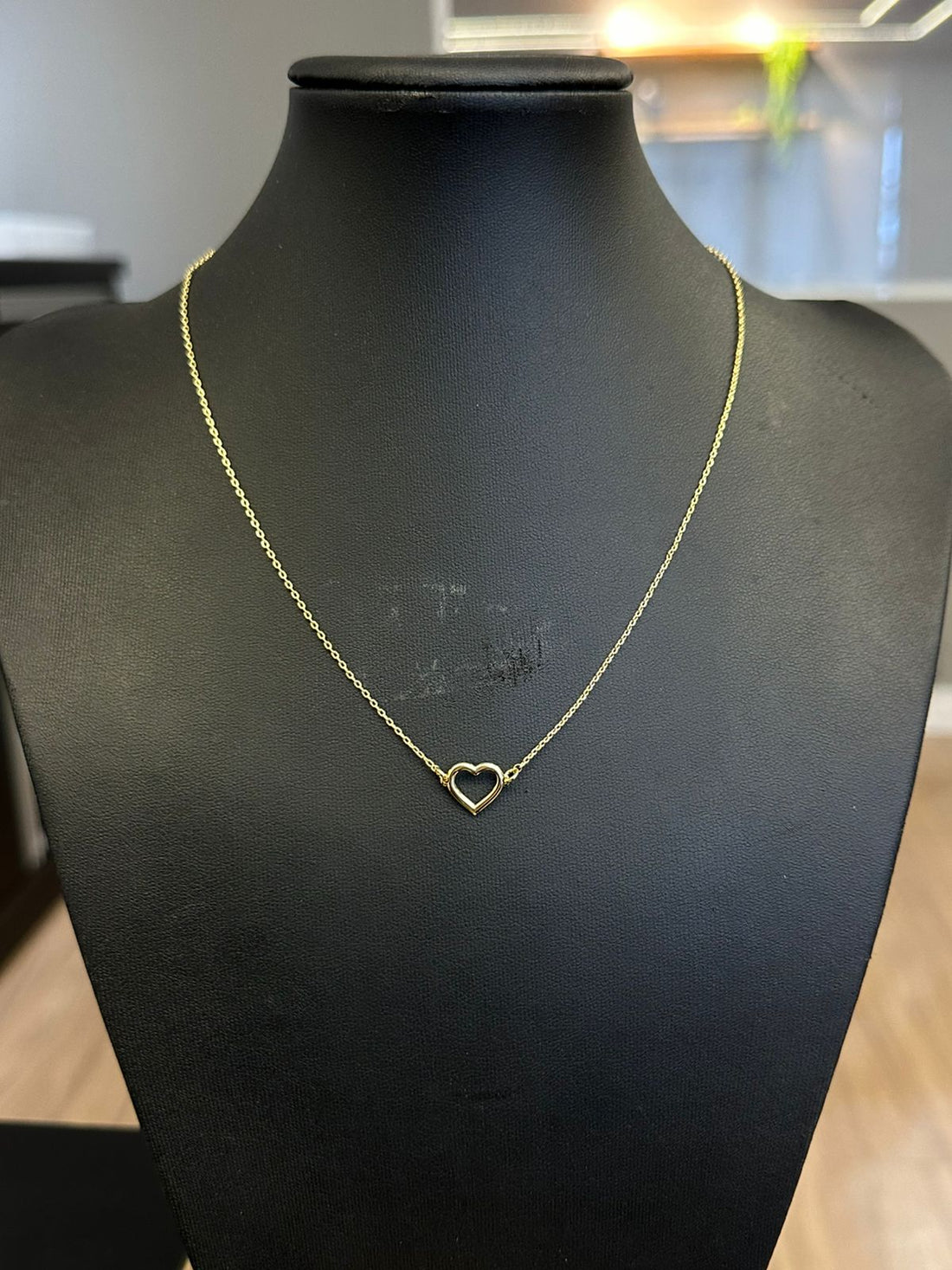 COLAR CADEADO 1,2MM + CORAÇÃO VAZADO - BANHADO A OURO 18K