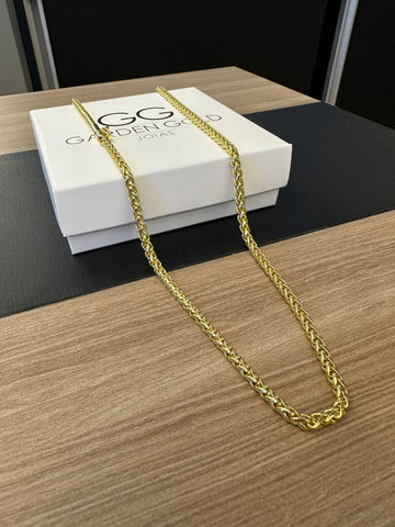 CORRENTE ELO PERUANO 5MM - 70CM - FECHO BOMBA - BANHADO A OURO 18K