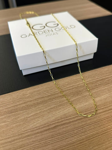 CORRENTE TIJOLINHO 1,5MM - 70CM - BANHADO A OURO 18K