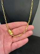 CORRENTE TIJOLINHO 4MM - 70CM (FECHO GAVETA) - BANHADO A OU0RO 18K